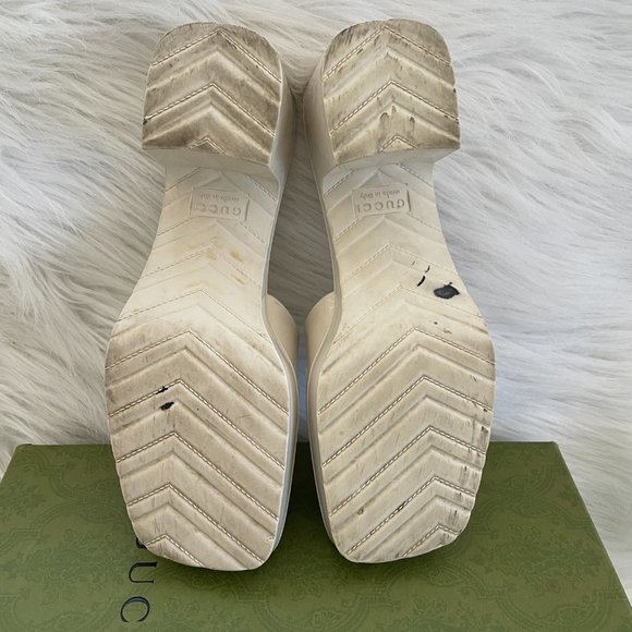 Gucci Plastique Logo Embossed Rubber Jelly Mules White Platform Slide Sandal 40 - Picture 9 of 10
